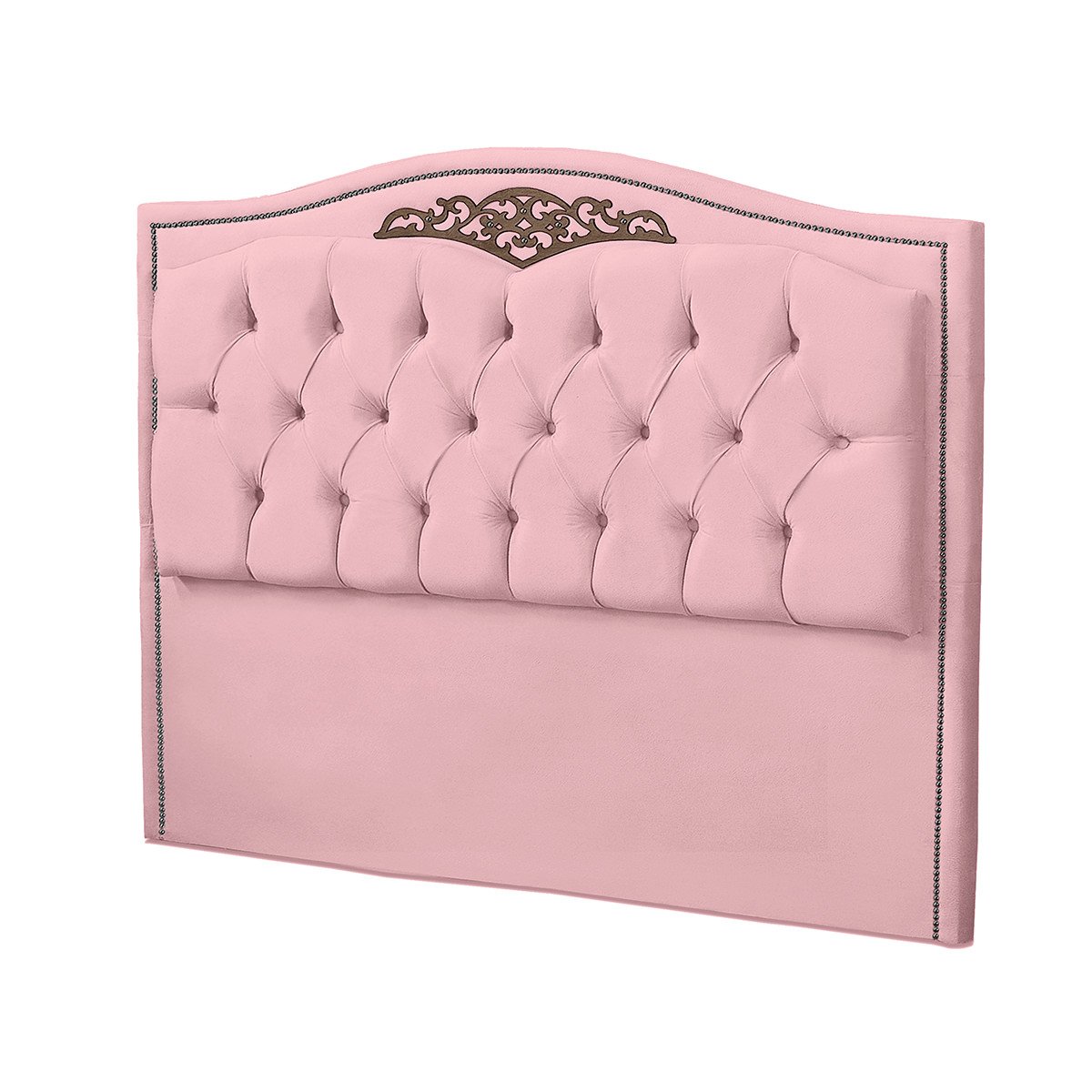 Kit Cabeceira e Calçadeira Baú Maitê Casal Queen 160cm Veludo Rosa Bebê - Montanaris Decor Md Montan - 3