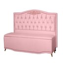Ver imagem 1 de Kit Cabeceira e Calçadeira Baú Maitê Casal Queen 160cm Veludo Rosa Bebê - Montanaris Decor Md Montan