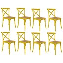 Ver imagem 1 de Kit 8 Cadeiras Jantar Cross Amarela Assento Bege Aço Amarelo