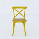 Ver imagem 3 de Kit 8 Cadeiras Jantar Cross Amarela Assento Bege Aço Amarelo