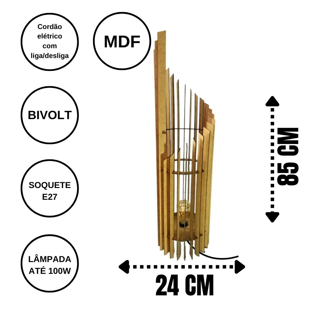 Abajur Grande de Chão ECLIPSE -:MDF CRU - 6