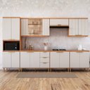Ver imagem 1 de Cozinha Modulada 7 Peças 1 Torre 3 Balcões e 3 Armários Aéreo Elena Cinamomo/Offwhite