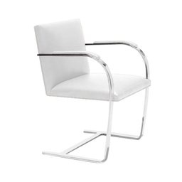 Cadeira Brno Couro Natural Branco Barra Chata Cromada - 2