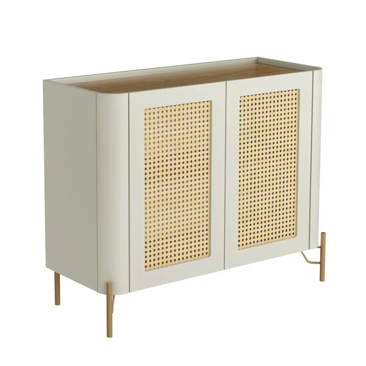 Ver imagem 2 de Buffet Mdf com Gaveta e Palha Natural L98,5 X A81,5cm Louro/luna/dourado F830s