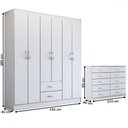 Ver imagem 4 de Guarda-roupa Casal Maya 6 Portas 2 Gavetas com Cômoda 10 Gavetas Branco - Panorama Móveis