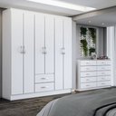 Ver imagem 1 de Guarda-roupa Casal Maya 6 Portas 2 Gavetas com Cômoda 10 Gavetas Branco - Panorama Móveis