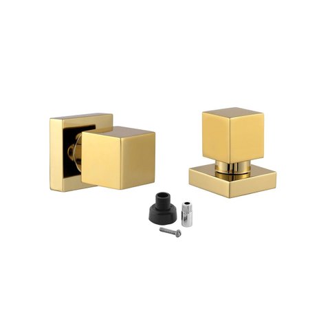Kit 2 Acabamento para Registro Quadrado Dourado Brilhante Chuveiro Banheiro Padrão Docol
