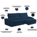 Ver imagem 5 de Sofá Retrátil Reclinável para Sala de Estar Living 230cm Ártico F04 Veludo Azul - Lyam Decor