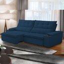 Ver imagem 3 de Sofá Retrátil Reclinável para Sala de Estar Living 230cm Ártico F04 Veludo Azul - Lyam Decor