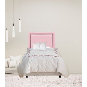 Cabeceira Estofada Luxo Solteiro Reta Corino Rosa com Tacha