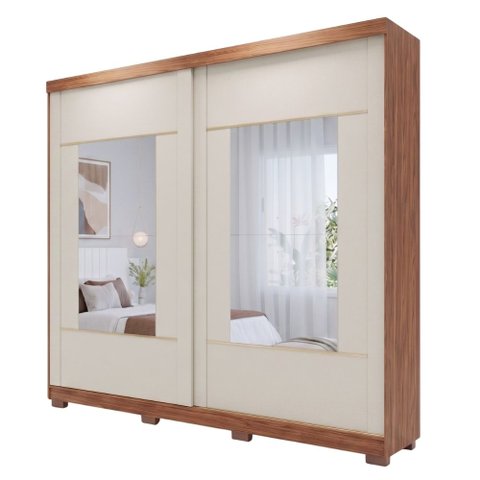 Guarda Roupas Casal 2 Portas de Correr com Espelho 4 Gavetas 100% MDF Livia