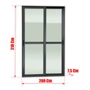 Ver imagem 4 de Porta Correr 2 Folhas Moveis 210 x 200 Elite c/Fecho Autom V.Liso Preto Brimak