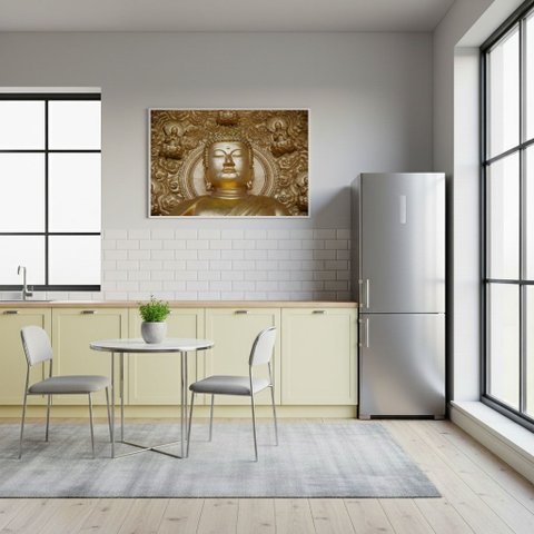 Quadro Decorativo Buda o Desperto - 50x70cm:moldura Branca