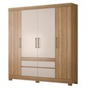 Ver imagem 1 de Guarda Roupa Casal 4 Portas Bilbao Amêndola Off White - Demóbile