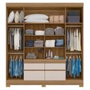 Ver imagem 3 de Guarda Roupa Casal 4 Portas Bilbao Amêndola Off White - Demóbile