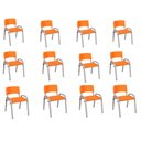 Ver imagem 2 de Kit 12 Cadeira Iso Infantil Creche, Escola Base Cinza Laranja