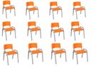 Ver imagem 2 de Kit 12 Cadeira Iso Infantil Creche, Escola Base Cinza Laranja