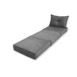 Puff Cama Dobrável 1 Travesseiro no Tecido Suede Cinza Escuro Quinto Sono - 4 Puff Cama Dobrável 1 Travesseiro no Tecido Suede Cinza Escuro Quinto Sono - 4