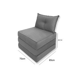 Puff Cama Dobrável 1 Travesseiro no Tecido Suede Cinza Escuro Quinto Sono - 2 Puff Cama Dobrável 1 Travesseiro no Tecido Suede Cinza Escuro Quinto Sono - 2