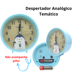 Relógio Despertador Analogico Estilo Antigo Pequeno Alarme Retrô Redondo Azul - 6