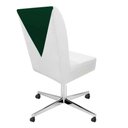 Ver imagem 2 de Cadeira Ana Giratória Metal Com Rodízio Suede Branco E Sintético Verde