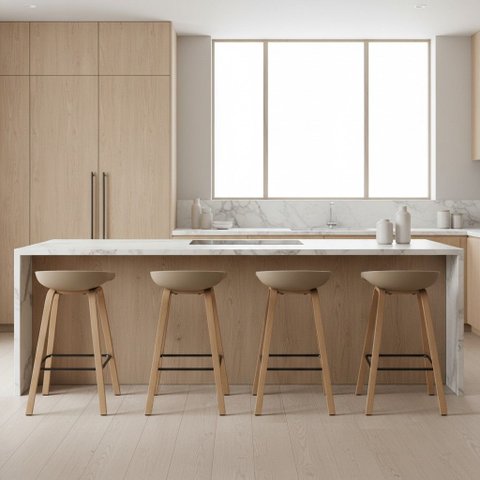 Conjunto 4 Banquetas Minimalista Média com Base de Aço Toledo Fratini