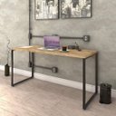 Ver imagem 1 de Escrivaninha Mesa Escritório Diretor Estilo Kuadra 150cm Industrial Carvalho Marrom