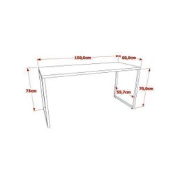 Escrivaninha Mesa Escritório Diretor Estilo Kuadra 150cm Industrial Carvalho Dark - 4 Escrivaninha Mesa Escritório Diretor Estilo Kuadra 150cm Industrial Carvalho Dark - 4