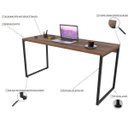Ver imagem 5 de Escrivaninha Mesa Escritório Diretor Estilo Kuadra 150cm Industrial Nogal Marrom