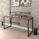 Ver imagem 1 de Escrivaninha Mesa Escritório Diretor Estilo Kuadra 150cm Industrial Nogal Marrom