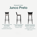 Ver imagem 3 de Kit 2 Banquetas para Bancada Banco Alto Junco Preto Balcão Cozinha Gourmet Bar Área de Lazer Piscina