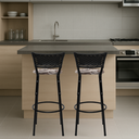 Ver imagem 6 de Kit 2 Banquetas para Bancada Banco Alto Junco Preto Balcão Cozinha Gourmet Bar Área de Lazer Piscina