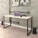 Ver imagem 1 de Escrivaninha Mesa Escritório Diretor Estilo Kuadra 150cm Industrial Snow Bege