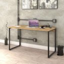 Ver imagem 1 de Escrivaninha Mesa Escritório Office Estilo Kuadra 135cm Industrial Carvalho Marrom