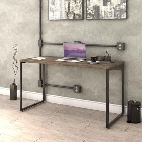 Menor preço em Escrivaninha Mesa Escritório Office Estilo Kuadra 135cm Industrial Carvalho Dark