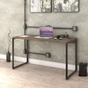 Ver imagem 1 de Escrivaninha Mesa Escritório Office Estilo Kuadra 135cm Industrial Carvalho Dark Marrom