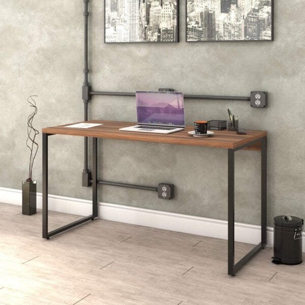 Mesa para Escritório Office Estilo Industrial 135cm Kuadra Compace