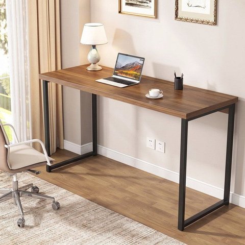 Escrivaninha Mesa Escritório Office Estilo Kuadra 135cm Industrial Nogal Marrom