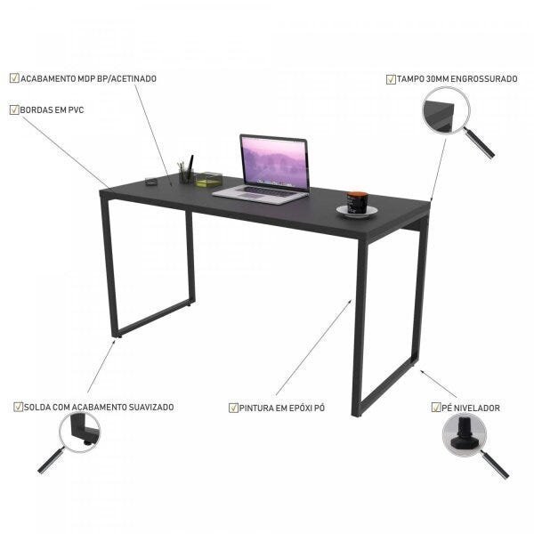 Mesa para Escritório Office Estilo Industrial 135cm Kuadra  - 5