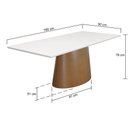 Ver imagem 2 de Mesa de Jantar Roma Retangular 160x90cm - Amêndoa - Tampo 160x90cm Branco/vidro Off-white
