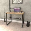 Ver imagem 1 de Escrivaninha Mesa Escritório Office Estilo Kuadra 90cm Industrial Carvalho Marrom