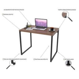 Mesa para Escritório Office Estilo Industrial 90cm Kuadra  - 5