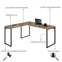 Ver imagem 6 de Escrivaninha Mesa Escritório em L Estilo 1,50MX1, Kuadra Compace 150cm Industrial Carvalho Marrom
