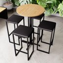 Ver imagem 1 de Conjunto Mesa Alta Bar Bistrô Redonda Pinus 4 Bancos Estofado Don Castro Decor