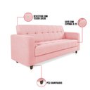 Ver imagem 7 de Sofá 03 Lugares Arezzo Suede Rosa Bebê Pés Chanfrado Tabaco - D'rossi
