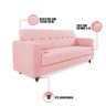 Sofá 03 Lugares Arezzo Suede Rosa Bebê Pés Chanfrado Tabaco - D'rossi - 7