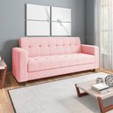 Ver imagem 2 de Sofá 03 Lugares Arezzo Suede Rosa Bebê Pés Chanfrado Tabaco - D'rossi
