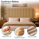 Ver imagem 2 de Cabeceira Estofada Elen Moderna para Quarto Cama Box Casal 140 cm Tecido Suede Nude
