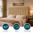 Ver imagem 3 de Cabeceira Estofada Elen Moderna para Quarto Cama Box Casal 140 cm Tecido Suede Nude