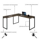 Ver imagem 7 de Escrivaninha Mesa Escritório em L Estilo 1,50MX1, Kuadra Compace 150cm Industrial Carvalho Dark Marr